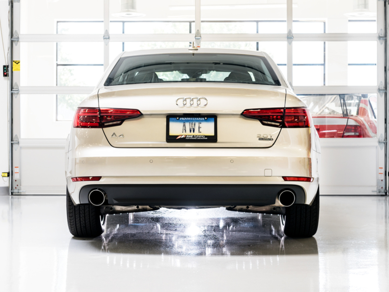 Audi A4 Performance Exhaust - Rear - AWE Tuning - Cat-Back Touring Dual Outlet - Chrome Silver - `17-`27